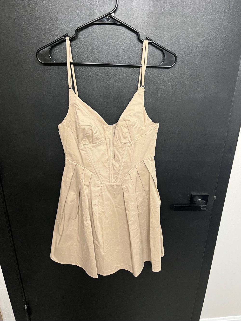 Vici Tan Corset top Spaghetti Strap Fit & Flare mini Dress